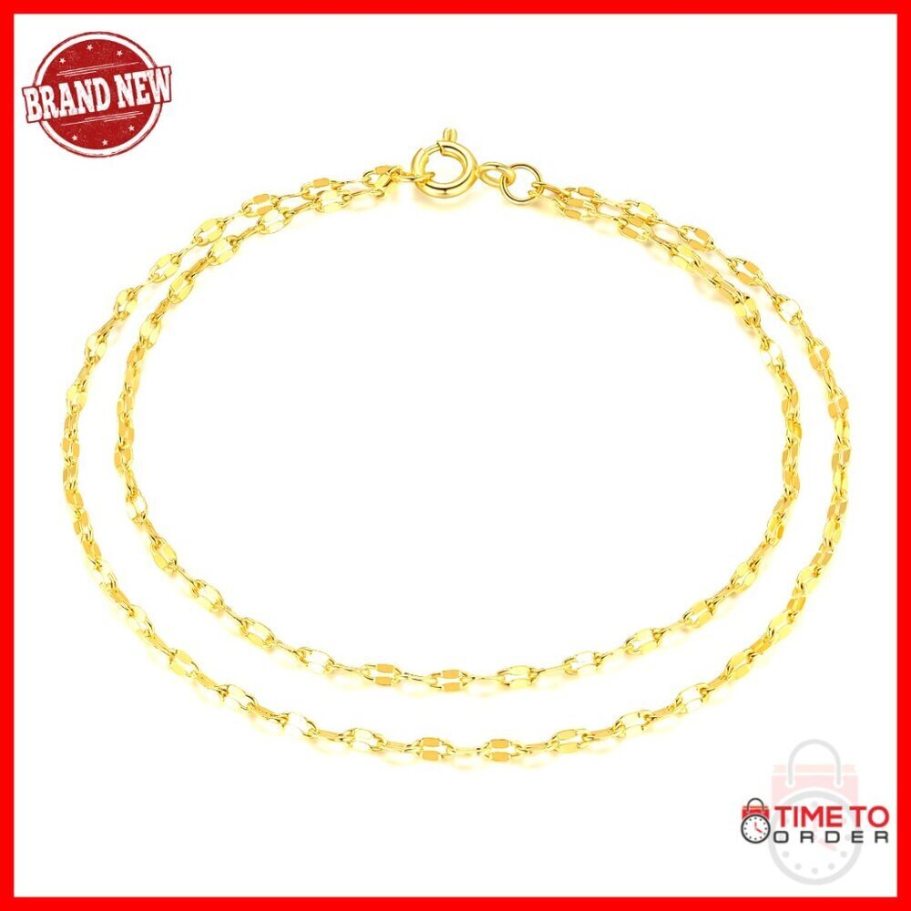 Double Layer Mirror Chain Bracelet 14K Gold Layered Chic Minimal Jewelry